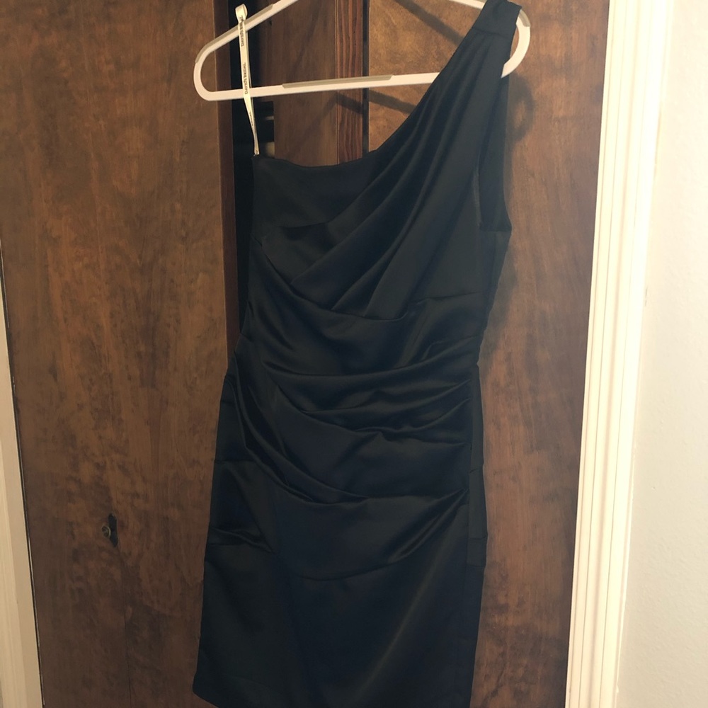 David’s Bridal Black One-Shoulder Bridesmaid Dress